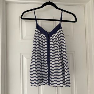 Women’s Naked Zebra stripe blue white button down tank top size small